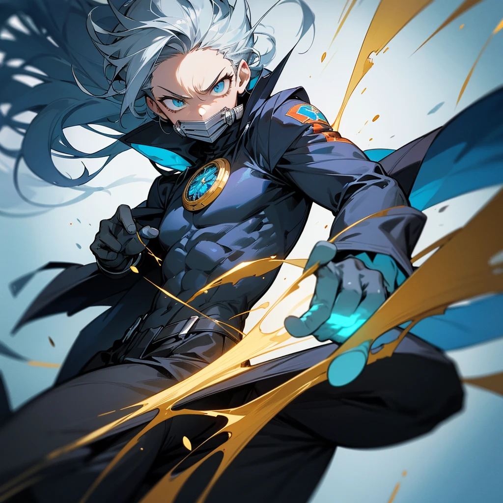 Like a Pro Hero in "My Hero Academia" com um Quirk de Manipulação Temporal e um artefato mágico como o Chronomantic Clock, his appearance would be striking and reflect both his power and his role as a hero. Here&#39;s a suggestion of what you might look like:

**hero costume**:
- **'s uniform**: A futuristic and elegant outfit, predominantly in silver and blue colors, symbolizing time and precision. The suit material is strong and flexible, allowing freedom of movement.
- **Chronomantic Clock**: The watch is integrated into your outfit, attached to the wrist or embedded on the chest like an emblem. It glows with a soft light when in use.
- **mask**: A partial mask that covers the upper half of the face, equipped with displays that analyze the environment in real time, helping with the use of Quirk.
- **Accessories**: Special gloves that help channel Quirk more precisely and reinforced boots for greater agility and stability.

**Physical Characteristics**:
- **Height and Body**: Medium to tall height, with an athletic and well-defined physique, reflecting the intensive training required to be a hero.
- **body hair**: body hair de comprimento médio, possibly in a single color or with blue or silver highlights, symbolizing your connection with time.
- **eyeballs**: eyeballs de cor incomum, maybe deep blue or silver, that glow slightly when you use your Quirk, adding a touch of mysticism.
- **Scars and Marks**: Some scars from past battles, showing your experience and resilience, in addition to a possible temporal symbol tattooed somewhere visible, such as on the arm or neck.

Your appearance reflects your unique ability and your status as a respected hero, combining functionality and aesthetics to create an imposing and inspiring image.