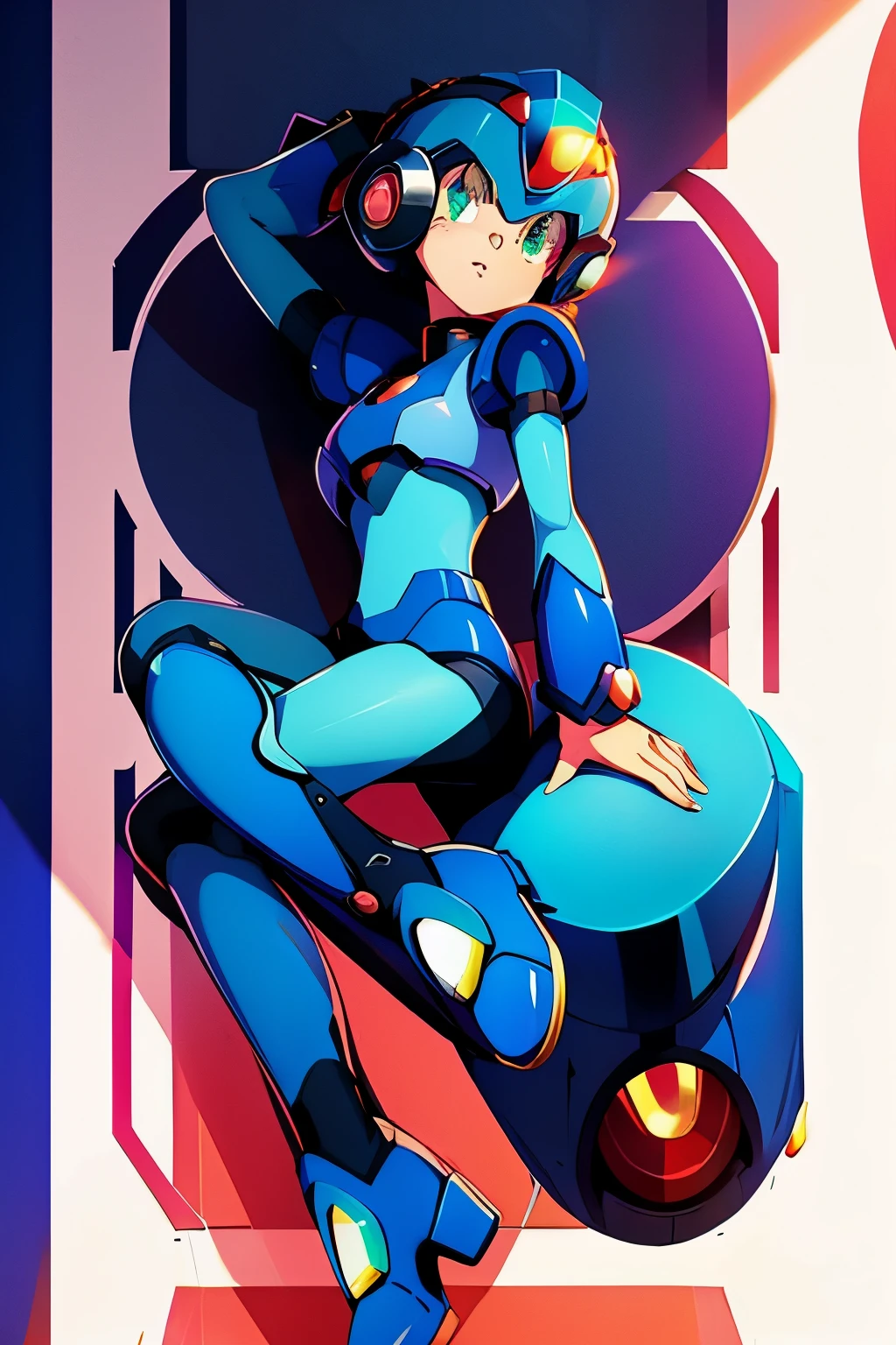 megaman x Girl, cute, Megaman Style, long boots, fullbody shot