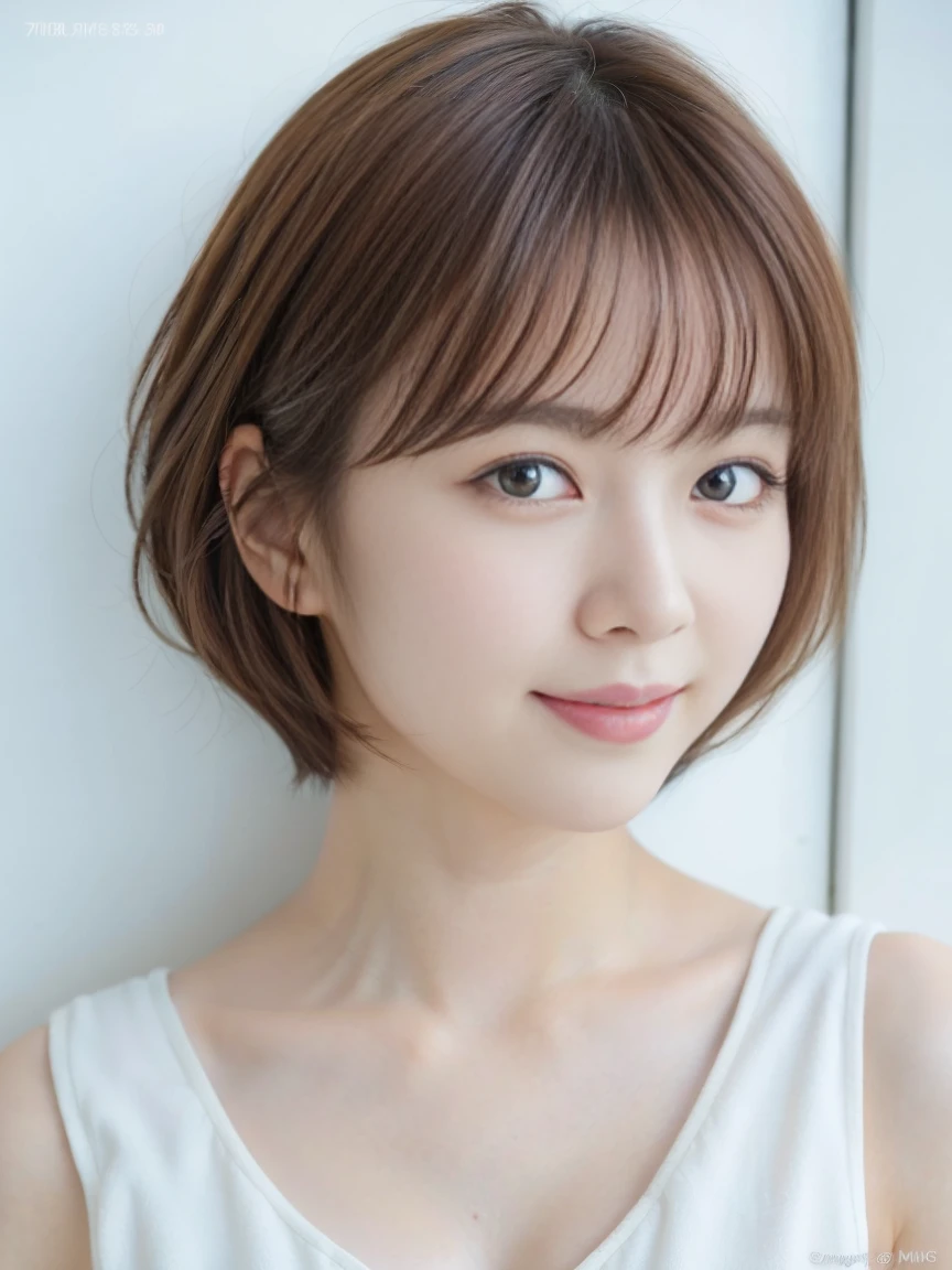 (Highest quality、8k、32K、masterpiece、Hmph:1.2)、smile、Cute Japanese Women Photos、Completely naked、Very short hair、Photographed in natural light、Upper Body、Surface Focus、Simple Necklace、In front of the white door、From above、Looking at the audience、Mix 4、(8k、RAW Photos、Highest quality、masterpiece:1.2)、(Realistic、Realistic:1.37)、1 girl、Photon Mapping、Physically Based Rendering、good looking、Excellent image quality、High resolution、1080P、(Pretty face)、(Detailed facial depiction)、(Detailed description of the hand setter muscle area)、(Detailed CG)、Dirty Hair、masterpiece、Rich details、(exquisite features)、(Best image quality)、(masterpiece)、(Detailed eyes)、I look forward to meeting you、Delicate clavicle、Various poses