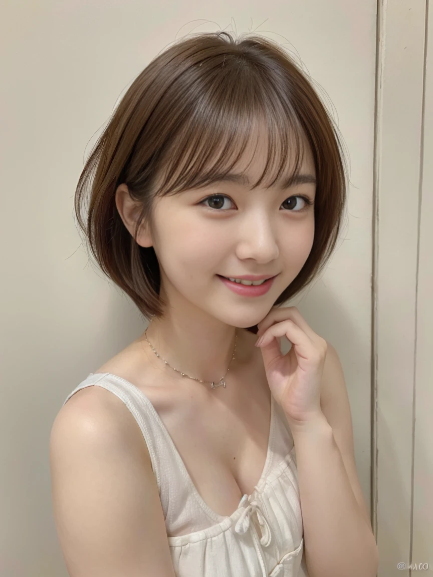 (Highest quality、8k、32K、masterpiece、Hmph:1.mile、Cute Japanese Women Photos、Completely nakey short hair、Photographed in natural light、Upper Body、Surface Focus、Simple Necklace、In front of the white door、From above、Looking at the audience、Mix 4、(8k、RAW Photos、Highest quality、masterpiece:1.2)、(Realistic、Realistic:1.37)、1 girl、Photon Mapping、Physically Based Rendering、good looking、Excellent image quality、High resolution、1080P、(Pretty face)、(Detailed facial depiction)、(Detailed description of the hand setter muscle area)、(Detailed CG)、Dirty Hair、masterpiece、Rich details、(exquisite features)、(Best image quality)、(masterpiece)、(Detailed eyes)、I look forward to meeting you、Delicate clavicle、Various poses