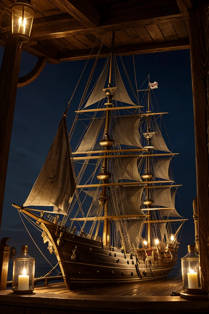 The pirates of the Caribbean ship in a bottle
