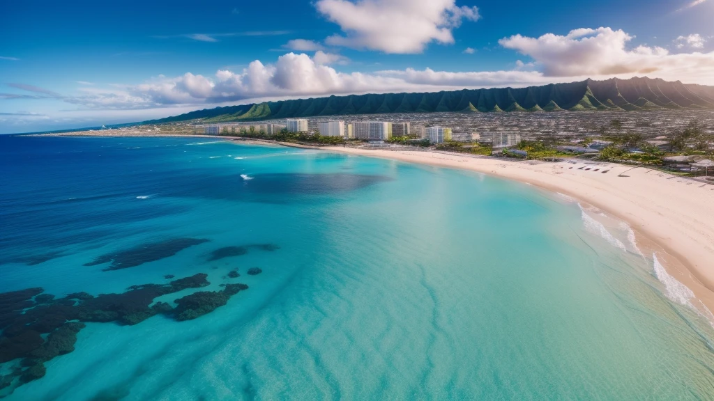 beautiful Hawaii beach only blue sea and white sands nobady no mountains