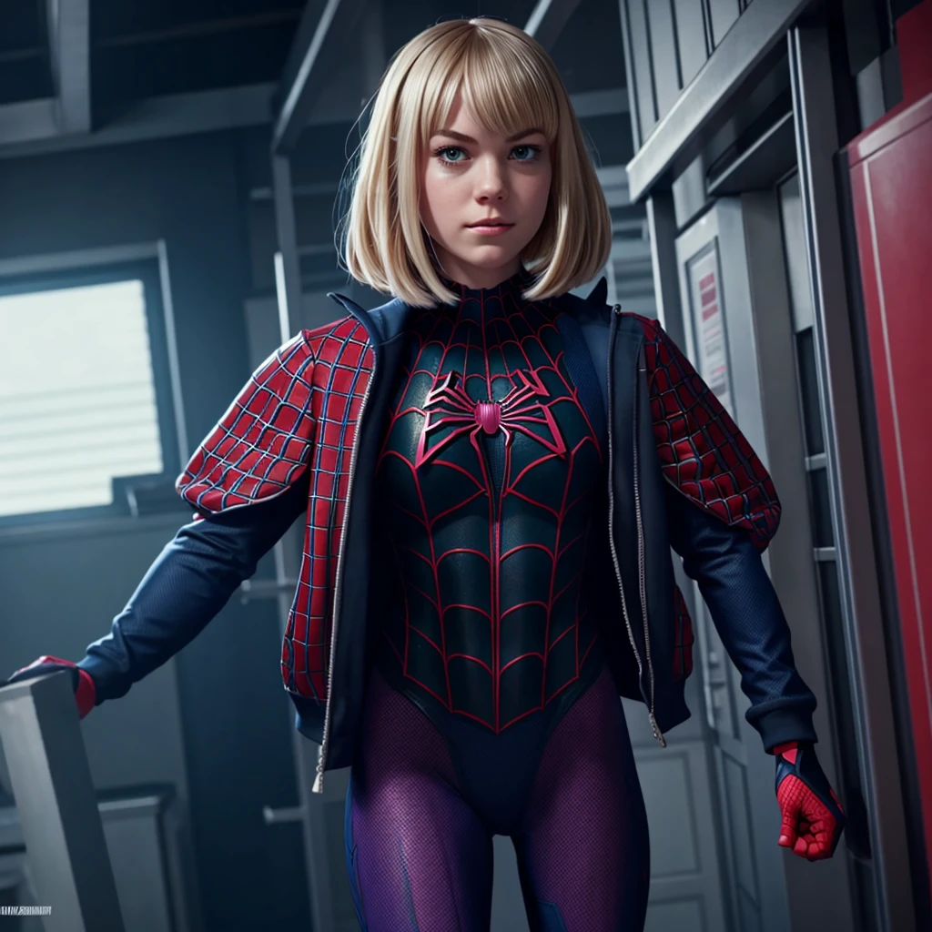 Gwen Stacy - Spider-Verse, with the suit stuck to his body and everything is marked,xxx