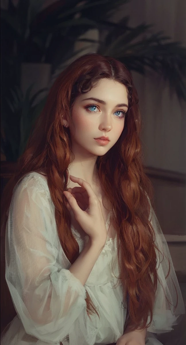 A woman with curly black hair, blue eyes