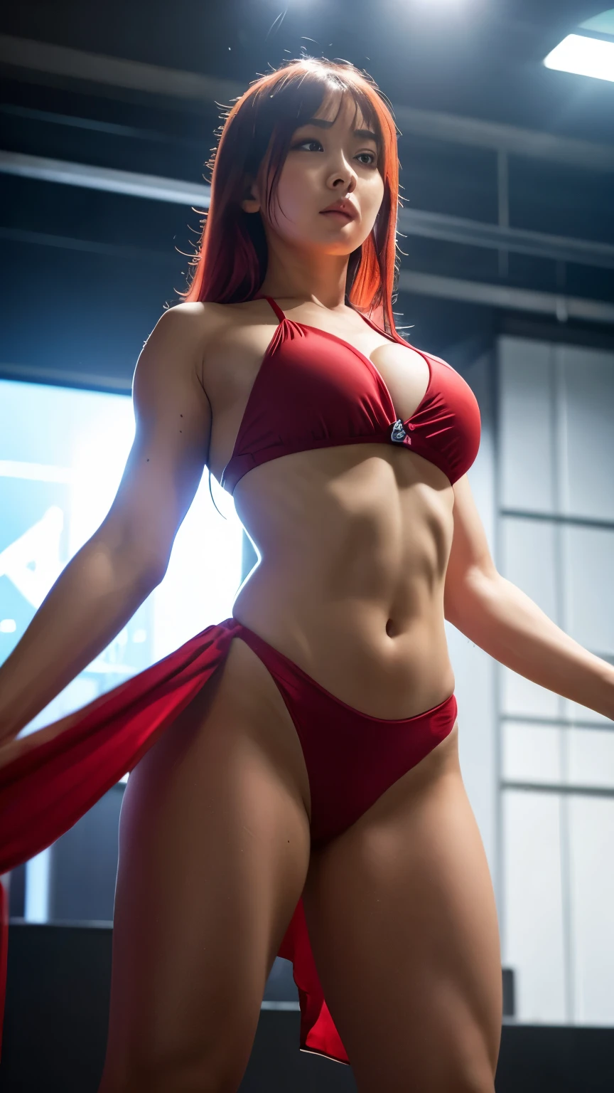 highly detailed, 8k, masterpiece, One girl, Red tie_hair, dress , crazy_笑face, (perfection_face), detailed_background, full_body, bloom,(Beautiful lighting:1.3), Caustics, Dynamic Lighting, from_Down to 4K)Dirty Body　Fitness Body　Upper Body　Sweaty　Big Breasts　Expose　乳首from液body　Reverse Rape　Slimy　saliva　Urinating　Watching the audience　魅力的な身body　Muscular　lure　発汗 濡れた身body