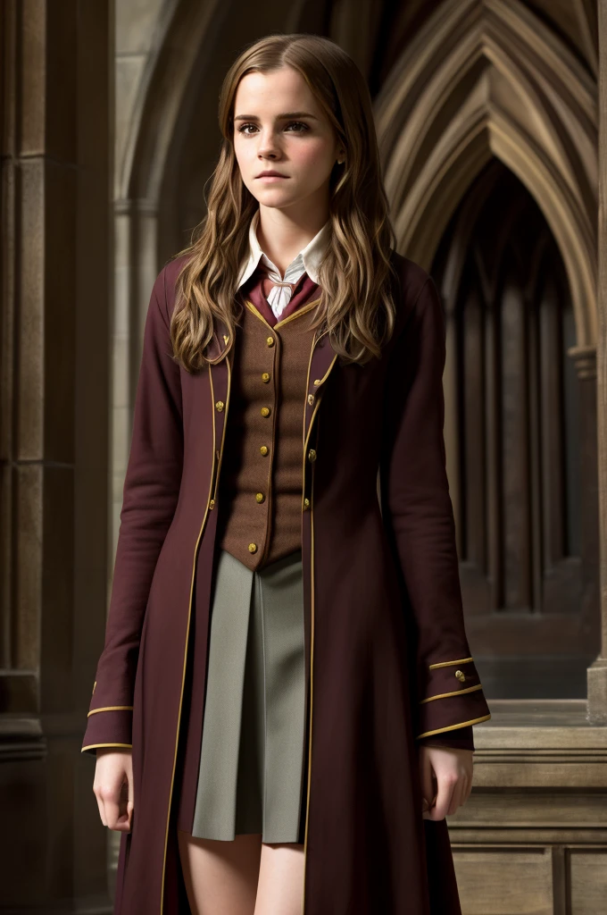 "(First person, Emma Watson, ultra realistic, with wrinkles and frown lines, dressed as Hermione in Harry Potter, Full body, with masterpiece quality in ultra-detail, header 16k)" -> "(First person:1.5, Emma Watson:1.5, ultra-realistic:1.5, wrinkles:1.5, expression lines:1.5, dressed as Hermione in Harry Potter, full body, Legs showing, masterpiece, ultra-detail, header 16k)"