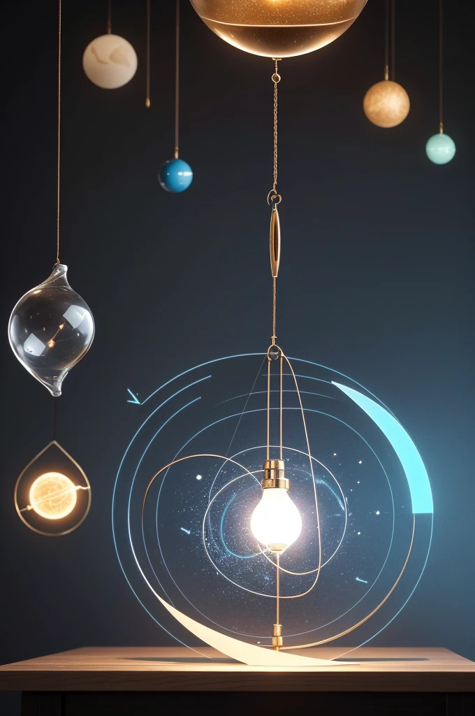 Scenario: A natural environment or a room with a simple table.researcher: A person holding a pendulum. The investigator is focused, holding the pendulum with one hand while the other is extended to balance.pendulum: A classic pendulum, possibly made of crystal or metal, hanging by a thin chain.Energy Field: To represent the energy field, you could add a visual effect around the pendulum, like a soft glow or wavy lines indicating the energy.Additional Tools: There may be a notepad, graphs or diagrams on the table, showing records or measurements of the energy field.
