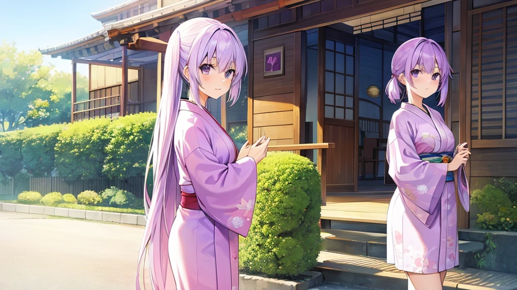 woman　clear　Light purple hair　　kimono　　Anime Style　　Holiday Homes

