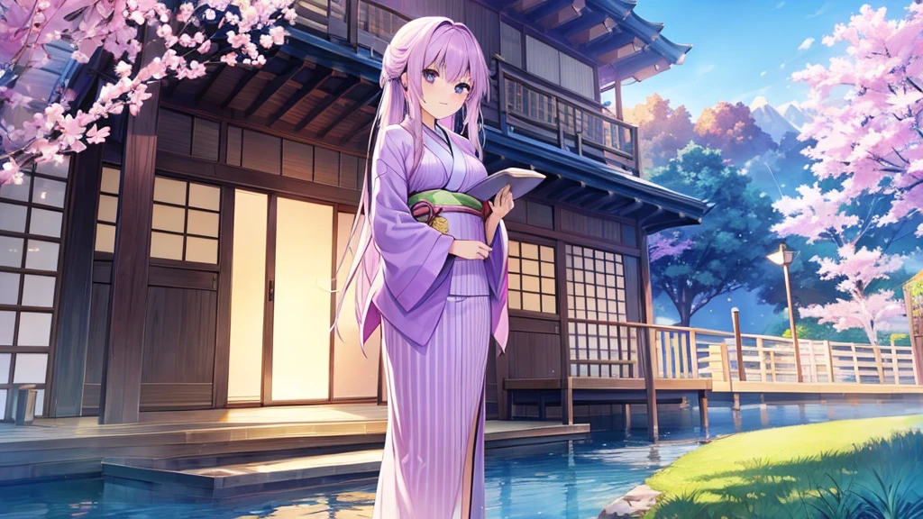 woman clear Light purple hair kimono Anime Style Holiday Homes