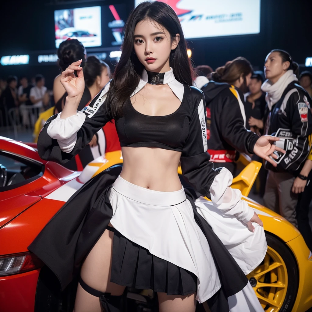 Cool woman、Colorful costumes、F1 Driver Cosplay、Colorful costumes、Clothing with company logo、Grid Girlsのカラフルで派手な衣装、Grid Girls、Perfect Face、Paddock Girls、Harem、motor Show、tights、Bodycon Costumes、Grid Girls、Russia、Grid Girlsのコスプレ、belly button、Pleated skirt、Bodycon Costumes、Photographed in a sexy pose