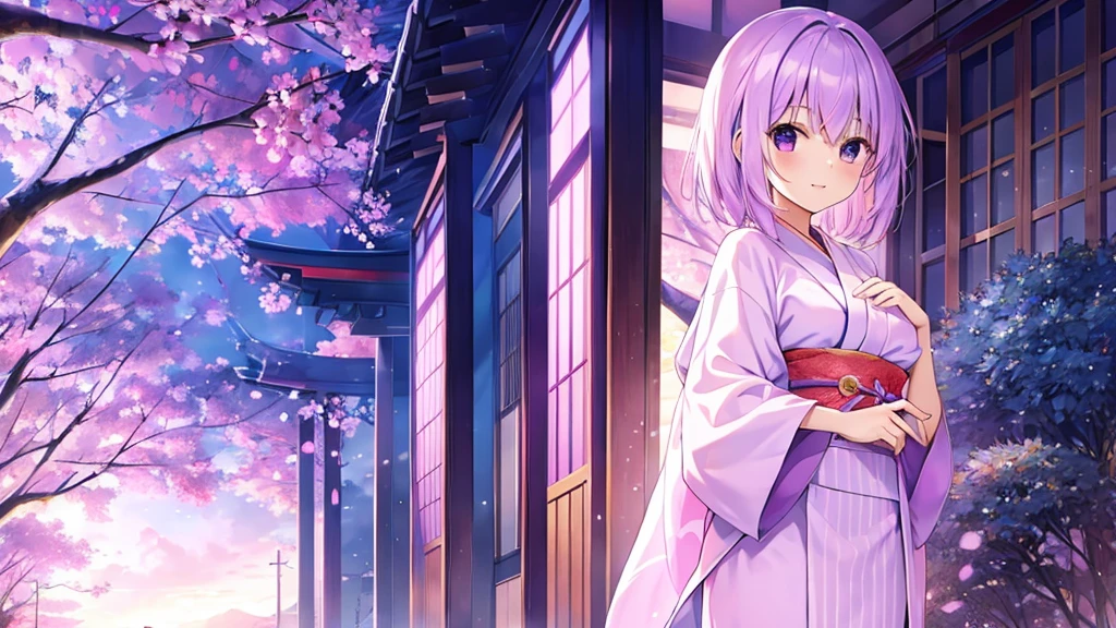 woman clear Light purple hair kimono Anime Style investigation