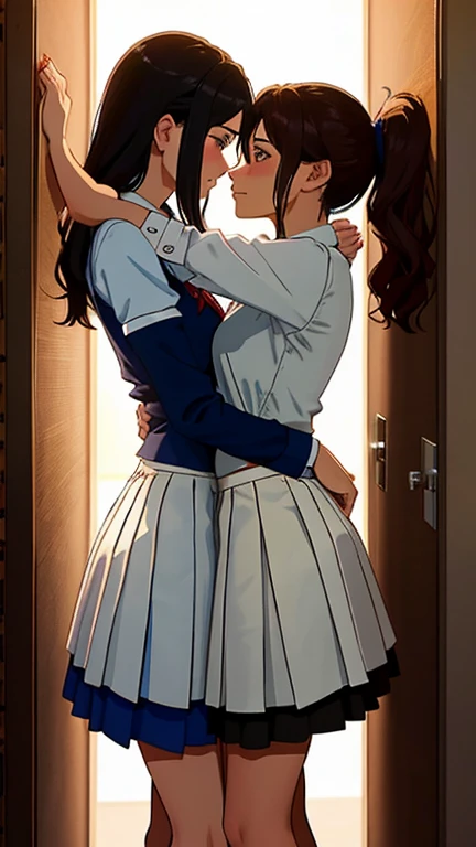 In an intimate and inappropriate time for work, Two eighteen-year-old girls found themselves huddled together, Their bodies are close together,Can feel the heat radiating from each other. A girl pressed against a wall, She raised her arms above her head, Surrender to the touch. Another girl hugged her waist, Her hand sneaked into her skirt, The two looked at each other deeply.. A seductive expression appeared on his face, They explored this moment, Their hearts are filled with desire.