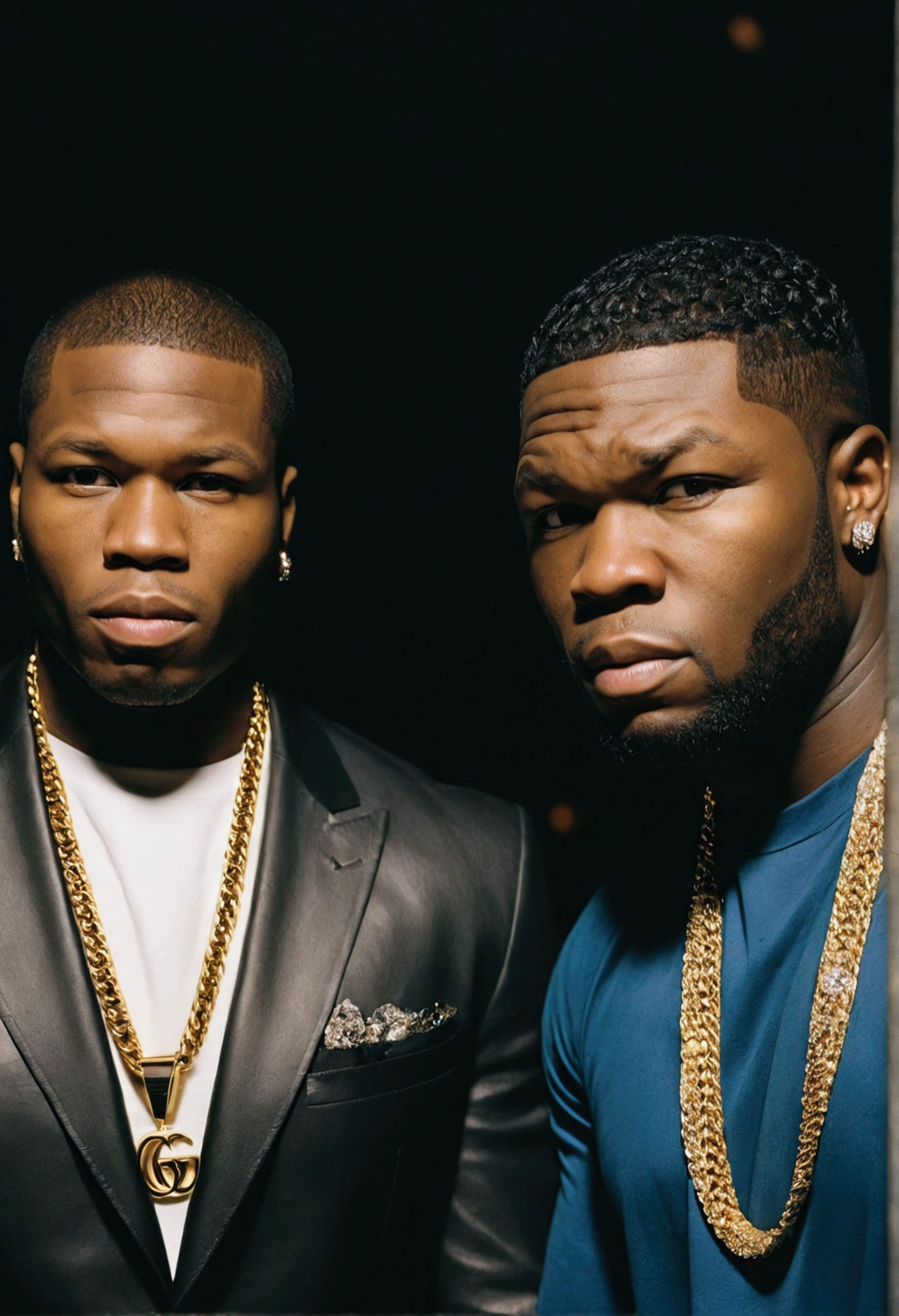 Men looking like pop smoke mixed with 50 cent with 'Gucci gold vvs diamonds , 4:3, photo 12k resolution hash flash lighting, shot on ALEXA 65, Velvia 100 , underexposed, Voigtlnder Nokton 50mm f1.1, in the style of Martin Nikon Z 8 with Zoom Lens | with 24-120mm
Motion