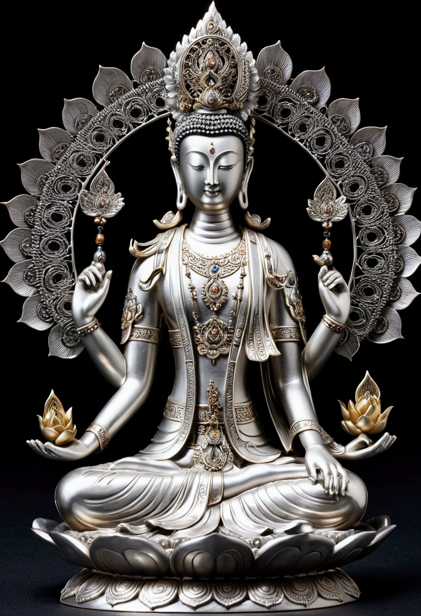 silver、Avalokitesvara、Noble、Buddhist statue　８Ｋimage