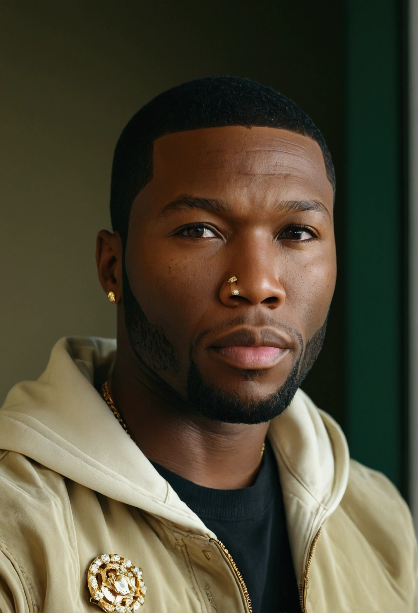 Men looking like pop smoke mixed with 50 cent with 'Gucci gold vvs diamonds , 4:3, photo 12k resolution hash flash lighting, shot on ALEXA 65, Velvia 100 , underexposed, Voigtlnder Nokton 50mm f1.1, in the style of Martin Nikon Z 8 with Zoom Lens | with 24-120mm
Motion