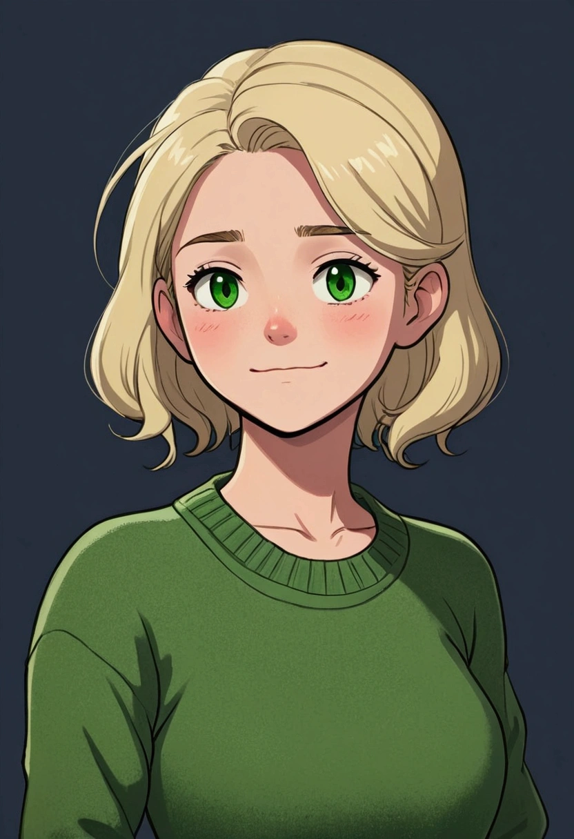 drawing of a woman in a green shirt and a green sweater, she has a cute face e expressivo, Abigail de Stardew Valley, madeline da celeste, [[[[grinning wickedly]]]], she has a cute face, slightly happy facial expression, cel - shaded art style, she has a distant expression, pale round face, bored expression drawing of a woman in a green shirt and a green sweater, she has a cute face e expressivo, Abigail de Stardew Valley, madeline da celeste, [[[[grinning wickedly]]]], she has a cute face, slightly sad facial expression, cel - shaded art style, she has a distant expression, pale round face, bored expression, minimalist eyes,  series, series, Boredom., White eyes, black Iris, White Hair, White Hair, big bobos, 