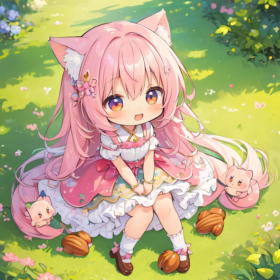 ((masterpiece)), ((best quality)), (ultra-detailed), ((kawaii)), cute, (lovely), illustration, anime style, (chibi:1.2), A beautiful girl character that is an anthropomorphized version of nuts.
