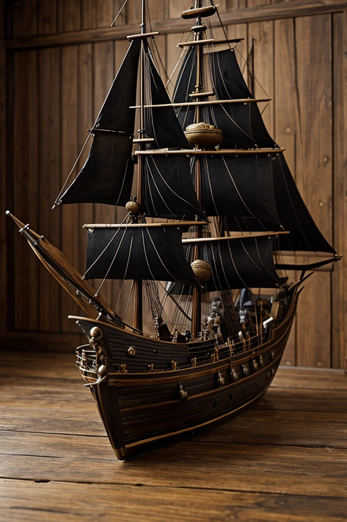 The black pearl ship of the pirates of the Caribbean inside a bottle