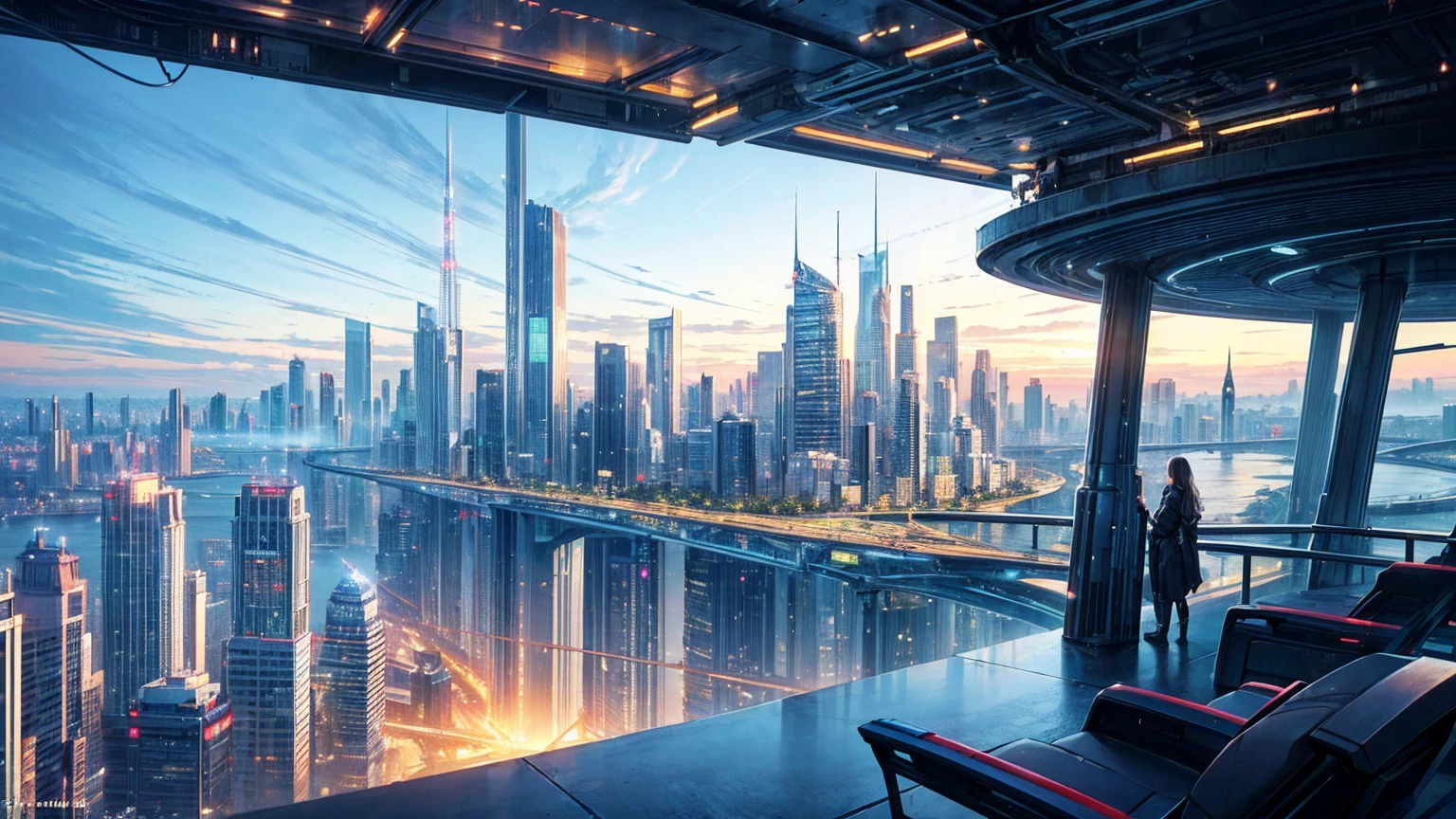 (Best quality,4K,8K,A high resolution,Masterpiece:1.2),Ultra-detailed,(Realistic,Photorealistic,photo-realistic:1.37),Futuristic floating city,Futuristic technology,Huge urban high-tech tablet platform,Airship,Floating in the sky,Futuristic city,Small airships around,High-tech hemispherical platform,Colorful lights,Advanced architecture,modernn architecture,skyscrapper,Access the cloud,Scenic beauty,view over city,Impressive design,Blend seamlessly with nature,energetic and vibrant atmosphere,Futuristic transportation system,Parking is suspended,Transparent path,Lush greenery,Sky gardens,cascading waterfalls,Magnificent skyline,reflections on the water,Sparkling river,Architectural innovation,futuristic skyscrapers,Transparent dome,The shape of the building is unusual,Elevated walkway,Impressive skyline,Glowing lights,Futuristic technology,Minimalist design,Scenic spots,Panoramic view,Cloud Piercing Tower,Vibrant colors,epic sunrise,epic sunset,Dazzling light display,magical ambiance,The future city,Urban Utopia,LuxuryLifestyle,Innovative energy,sustainable development,Smart city technology,Advanced infrastructure,Tranquil atmosphere,Nature and technology live in harmony,Awesome cityscape,Unprecedented urban planning,Architecture connects seamlessly with nature,High-tech metropolis,A cutting-edge engineering marvel,The future of urban living,Visionary architectural concept,Energy-efficient buildings,Harmony with the environment,A city floating above the clouds,Utopian dreams become reality,The possibilities are endless,State-of-the-art transportation network,Green energy integration,Innovative materials,Impressive holographic display,Advanced communication system,Breathtaking aerial view,Quiet and peaceful environment,Modernist aesthetics,Ethereal beauty