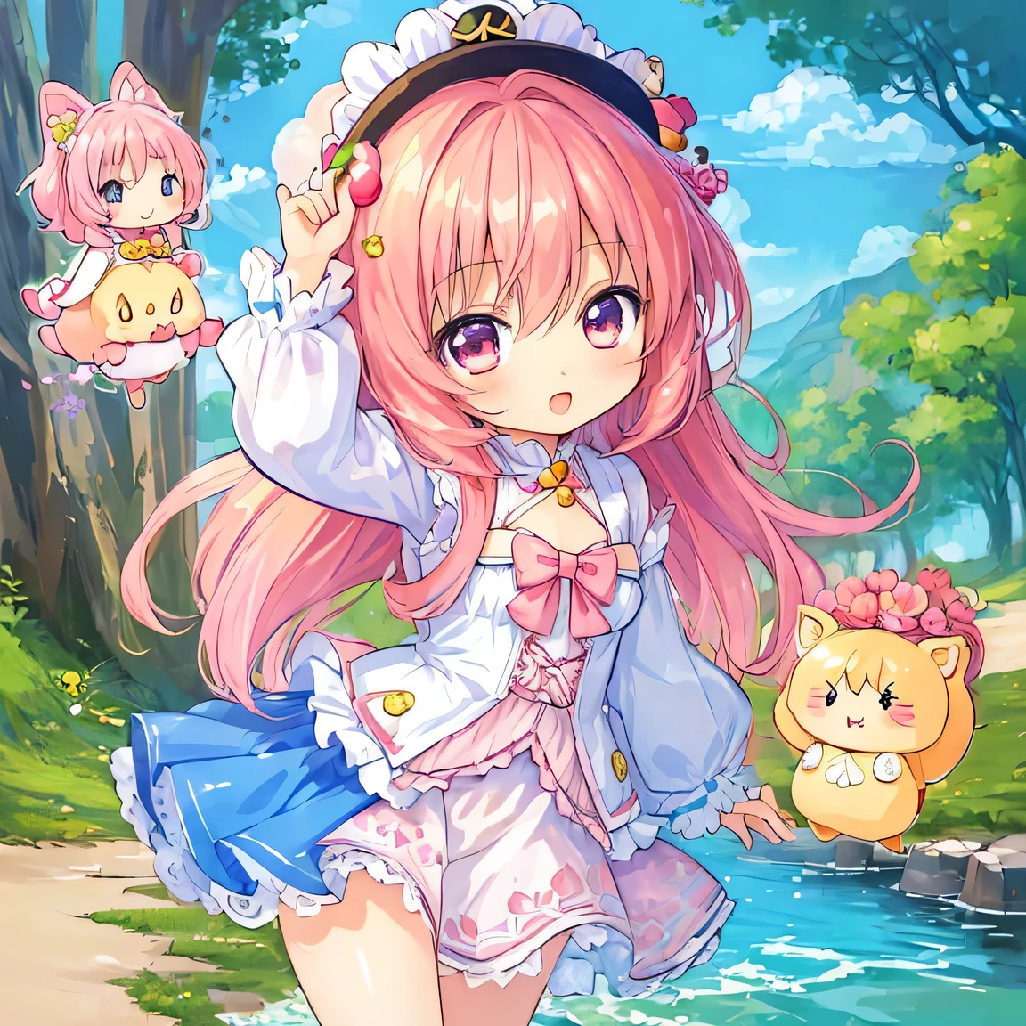 ((masterpiece)), ((best quality)), (ultra-detailed), ((kawaii)), cute, (lovely), illustration, anime style, (chibi:1.2), A beautiful girl character that is an anthropomorphized version of nuts.