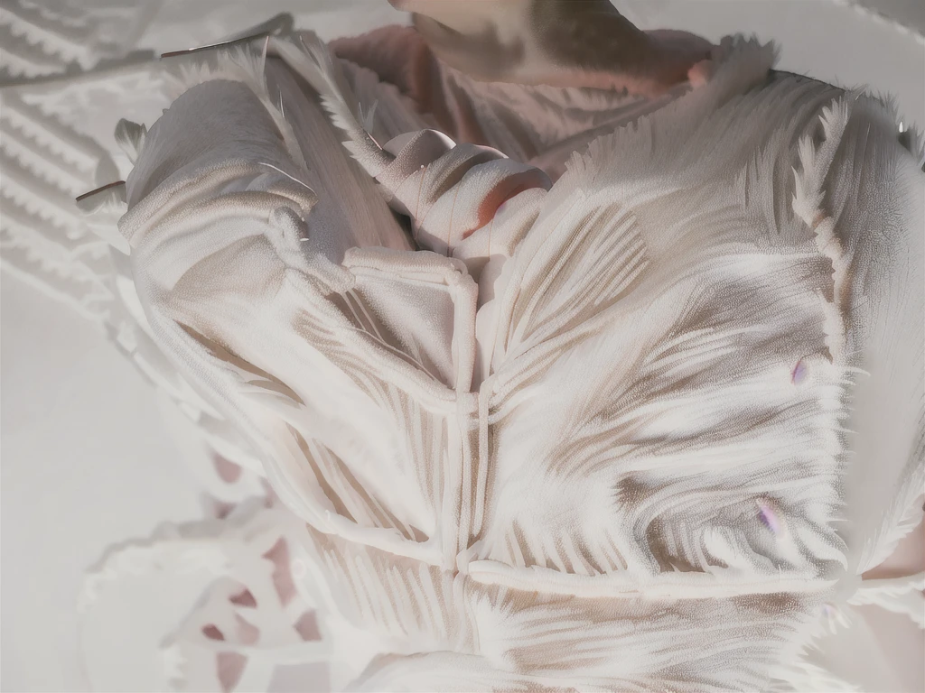 an anime image of a small boy with white hair wearing a thick diaper underneath fox hoodie-footie pjs, hoodie-footie pjs, sleeping in a crib, nursery, (1boy), adorable, masterpiece, extremely detailed, beautiful eyes, sharp focus, vivid colors, studio lighting, intricate details, soft textures, cozy atmosphere, high quality, hood down,