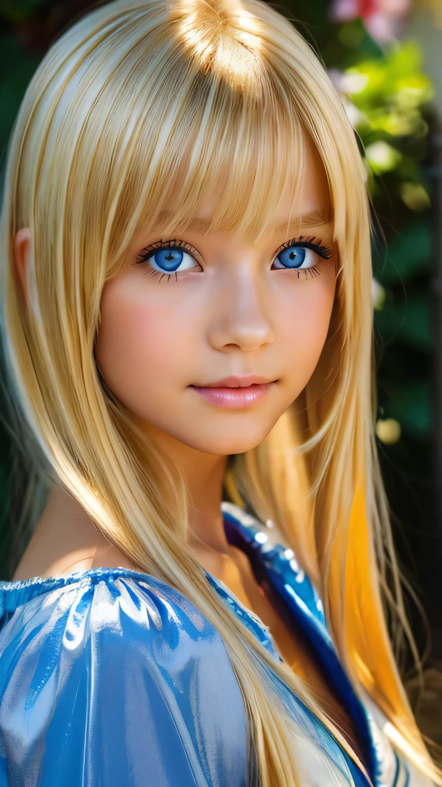 (Close-up:1.4)、(RAW shooting:1.2)、(Photorealistic:1.4)、(masterpiece:1.3)、(Highest quality:1.4)、Bright expression、Very cute beautiful blonde girl、Extraordinary blonde beauty、Cute and beautiful face details、Beautiful blonde bangs、Radiant, fair, glowing skin、Blonde hair on face、Blonde bangs that reach down to the face、Blonde bangs between the eyes、Super long blonde hair、Beautiful platinum blonde, super long, straight, silky hair、Thin blonde hair、Big, bright, light blue eyes that shine beautifully、one piece、eyeliner、double eyelid、Ample Bust、Upper Body、