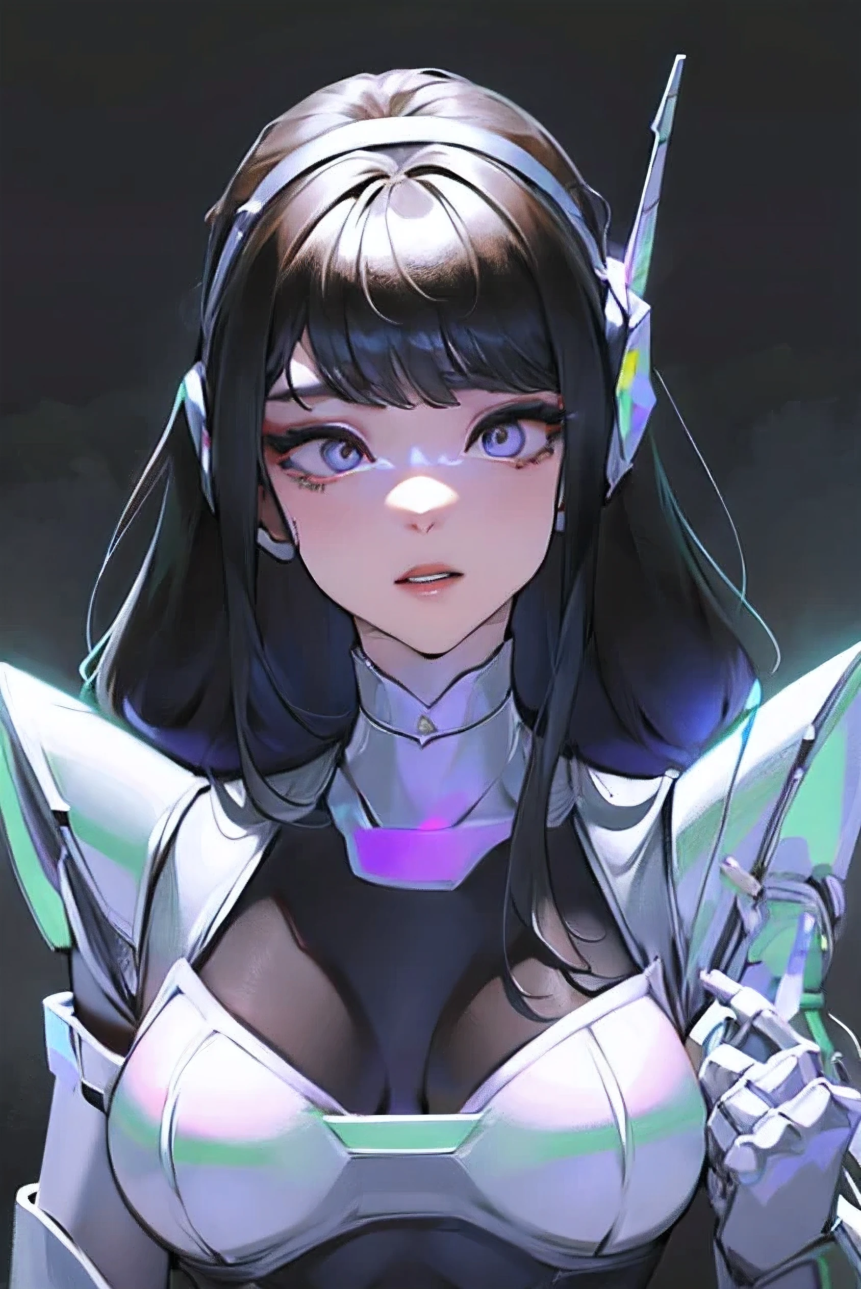 empty eyes,robotized woman ,big bust,Robot Joint ,Metal skin