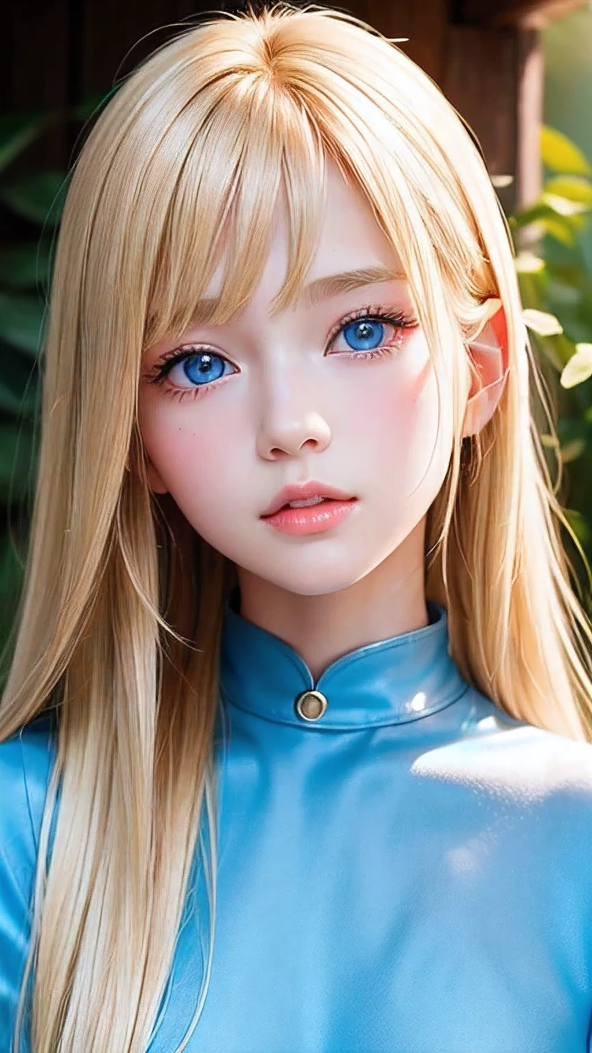 (Close-up:1.4)、(RAW shooting:1.2)、(Photorealistic:1.4)、(masterpiece:1.3)、(Highest quality:1.4)、Bright expression、Very cute beautiful blonde girl、Extraordinary blonde beauty、Cute and beautiful face details、Beautiful blonde bangs、Radiant, fair, glowing skin、Blonde hair on face、Blonde bangs that reach down to the face、Blonde bangs between the eyes、Super long blonde hair、Beautiful platinum blonde, super long, straight, silky hair、Thin blonde hair、Big, bright, light blue eyes that shine beautifully、one piece、eyeliner、double eyelid、Ample Bust、Upper Body、