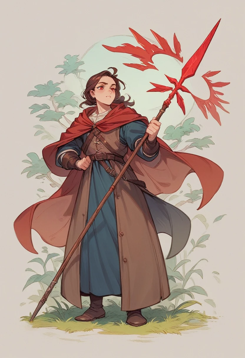 Craft a medieval spear with a red lens 
