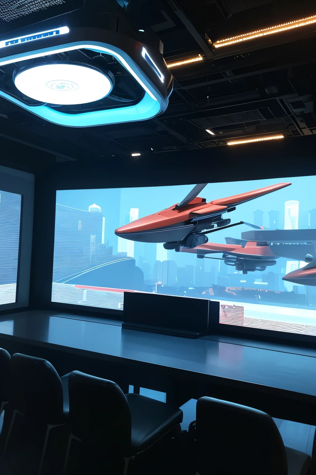 China Future Science and Technology Museum,Holograms,High-tech atmosphere,exhibit,Drone Demonstration,3D printing experience,Equipment Demonstration,Bright and spacious,Modern minimalist style,Cool colors,Wide-angle lens,Top Light,动态exhibit,Technology,Futuristic。Cyberpunk City Cyberspace Science Museum