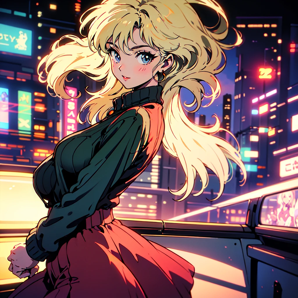 A city pop poster with a retro 80s feel、Imagine the album cover。With the highest quality anime illustrations、There is one blonde girl with short hair.。Her eyes shine blue、Dressed in rapper style clothing、I'm wearing headphones。
The image is in a dynamic pose.、Drawn from a novel angle。Created in high definition like 4K、Creates the feeling of being in a dark room。The room was lit by blue lights.、It has a fantastic atmosphere。The room is a small space like a 1K.、The window offers a view of downtown Shinjuku.。
This work depicts a night city enveloped in neon lights.、This will be a record that allows you to fully enjoy the charm of city pop.。