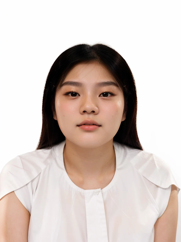 there is a young woman in a white shirt posing for a photo., Southeast Asian with round face, realistically rendered face, old libu young, detailed face of an asian girl, pengzhenzhang, Young female face, quack ji joven, shen mingchen, young asian, sunken chin, Jiyun Chae, front portrait of a girl
