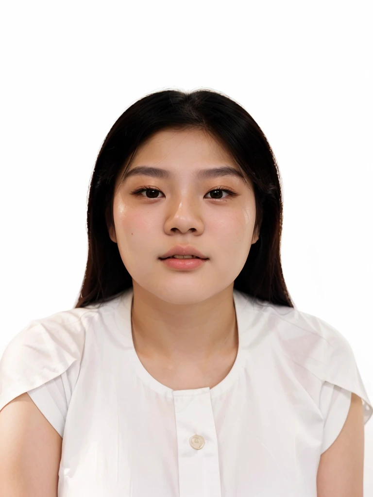 there is a young woman in a white shirt posing for a photo., Southeast Asian with round face, realistically rendered face, old libu young, detailed face of an asian girl, pengzhenzhang, Young female face, quack ji joven, shen mingchen, young asian, sunken chin, Jiyun Chae, front portrait of a girl