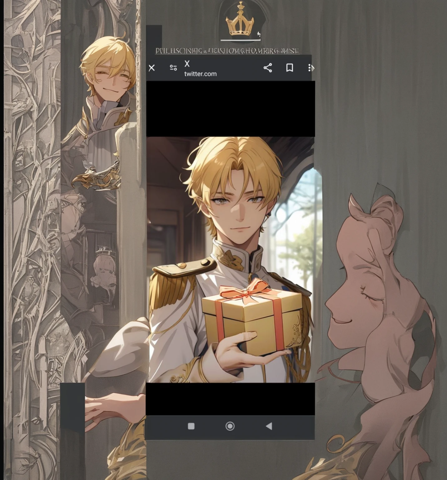 Blonde man castle royalty prince devilish smile