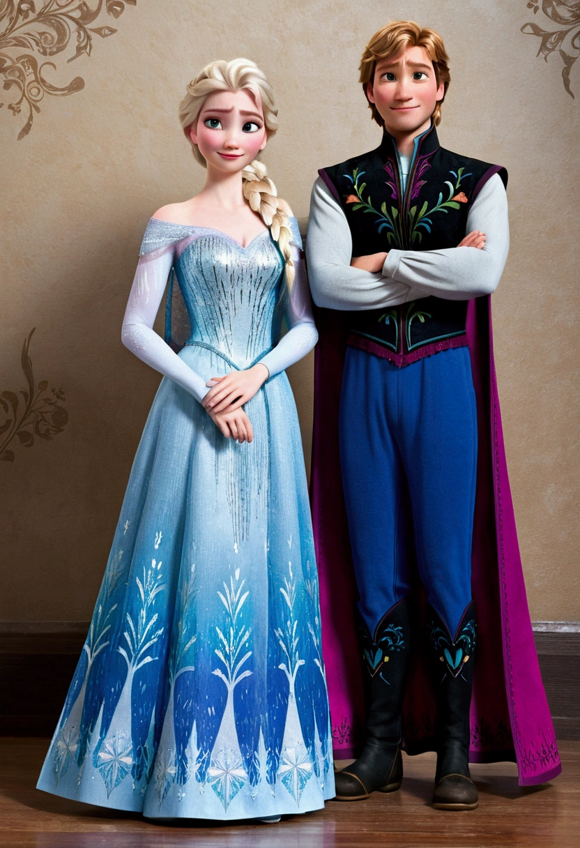 ((Full body photo, standing, on the floor)) Disney「Frozen」Anna and Elsa