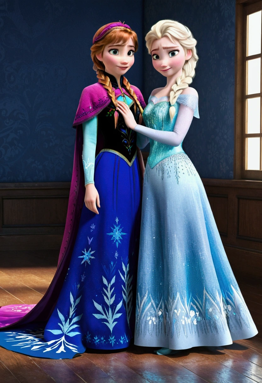 ((Full body photo, standing, on the floor)) Disney「Frozen」Anna and Elsa