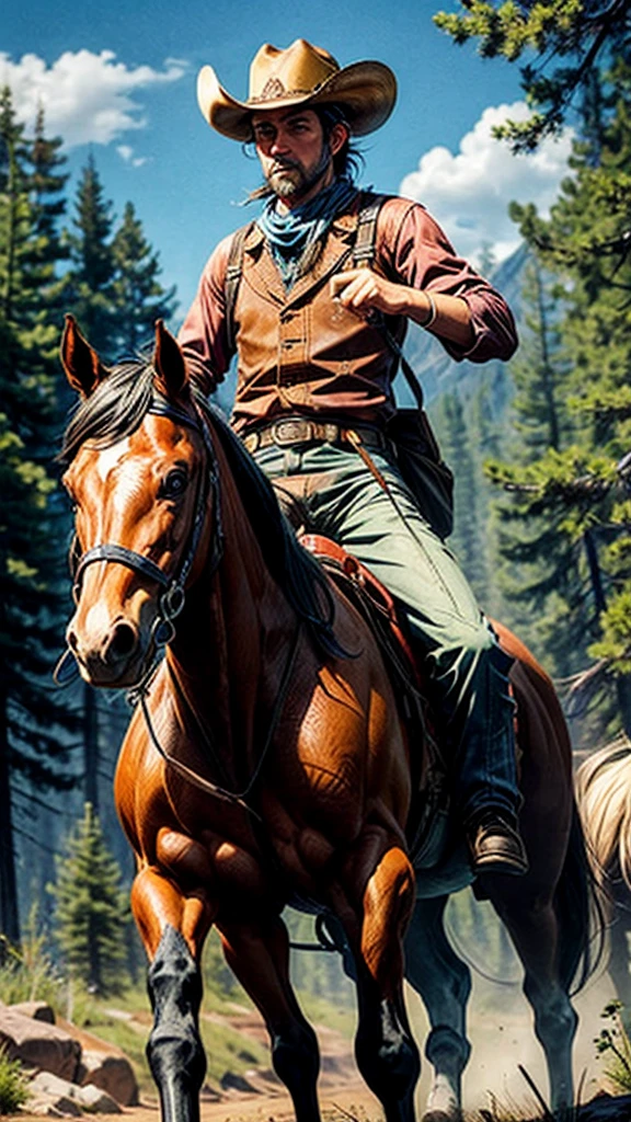 Western Cowboy、Ride a horse through the wilderness