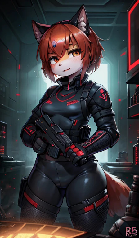 enlightenment、(top quality)、(((masterpiece)))、(a high resolution)、Original、(lonely girl)、sexual、Thick、big body、(ginger),With guns and rifles, Helghast, wolfenstein, Unigine rendering, holding a blaster, imperial military, cyberpunk imperial military, Have MP7, with a pistol, RB6S), Wearing a black Sith uniform., Excellent detail, RB6S, RB 6 s, high level of detail
