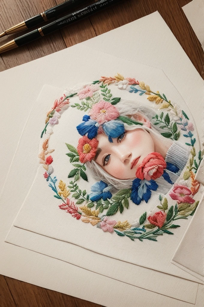 Peasant letters watercolor embroidery drawing culture