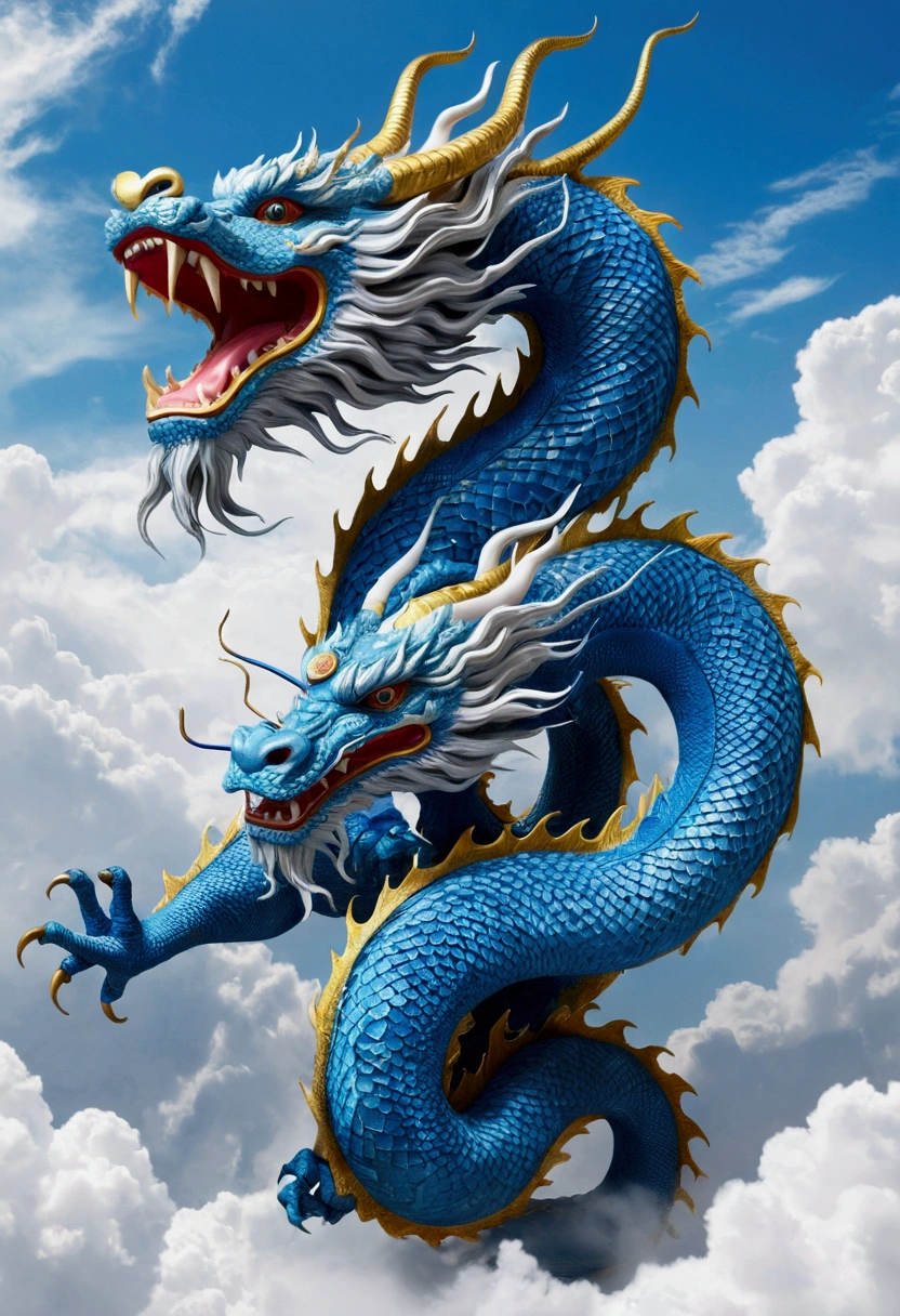 flag、masterpiece、(White Background:1)、Blue Chinese dragon surrounded by white clouds、god々々Hello、Wind、god々、Long undulating body、tooth、Upper body、Fantasy、god話、high quality、Very detailed、masterpiece、amazing、Particle Effects、Dynamic Effects