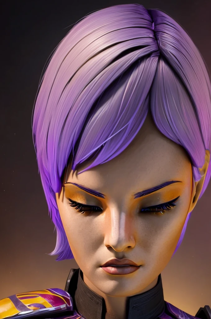 a detailed portrait of sabine wren, beautiful detailed eyes, beautiful detailed lips, extremely detailed face and features, long eyelashes, female character, female protagonist, star wars, science fiction, intricate details, digital painting, concept art, cinematic lighting, dramatic lighting, moody colors, vibrant colors, photorealistic, highly detailed, 8k, best quality, masterpiece