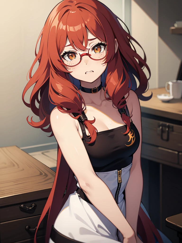 best quality,best resolution,(fluffy antro furry :1.3),cat furry girl,medium breasts,red long hair,wavy hair,messy hair,beige fur,neck fur,wet hair,wet body,soak armpits,soak breasts,water splash on armpits,shiny skin,gold light,raining,light and shadow,glistering armpits,ultra detailed armpits,plain background,sparkle stars background,nipples erection,hard nipples,full face blush,looking at viewer,glasses,round collar,squinting eyes,heart eyes,desire face,very hot,show armpits to viewer,armpits steam,skiny armpits,upper body only