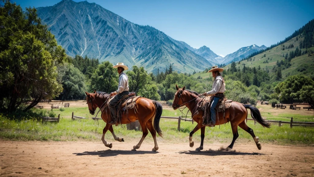 Western Cowboy、Ride a horse through the wilderness、Indian Village