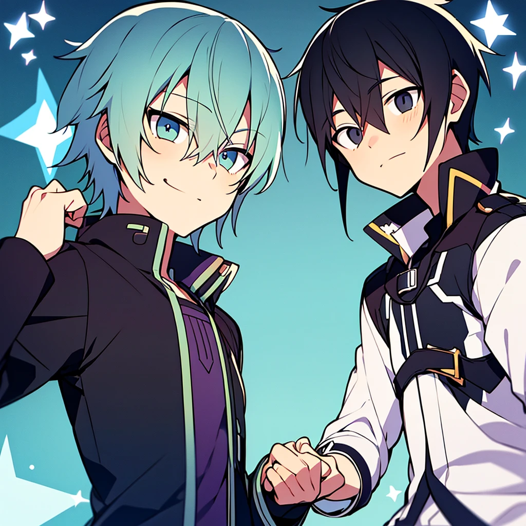 Shido Itsuka and Kirito fist bumping in friendship
