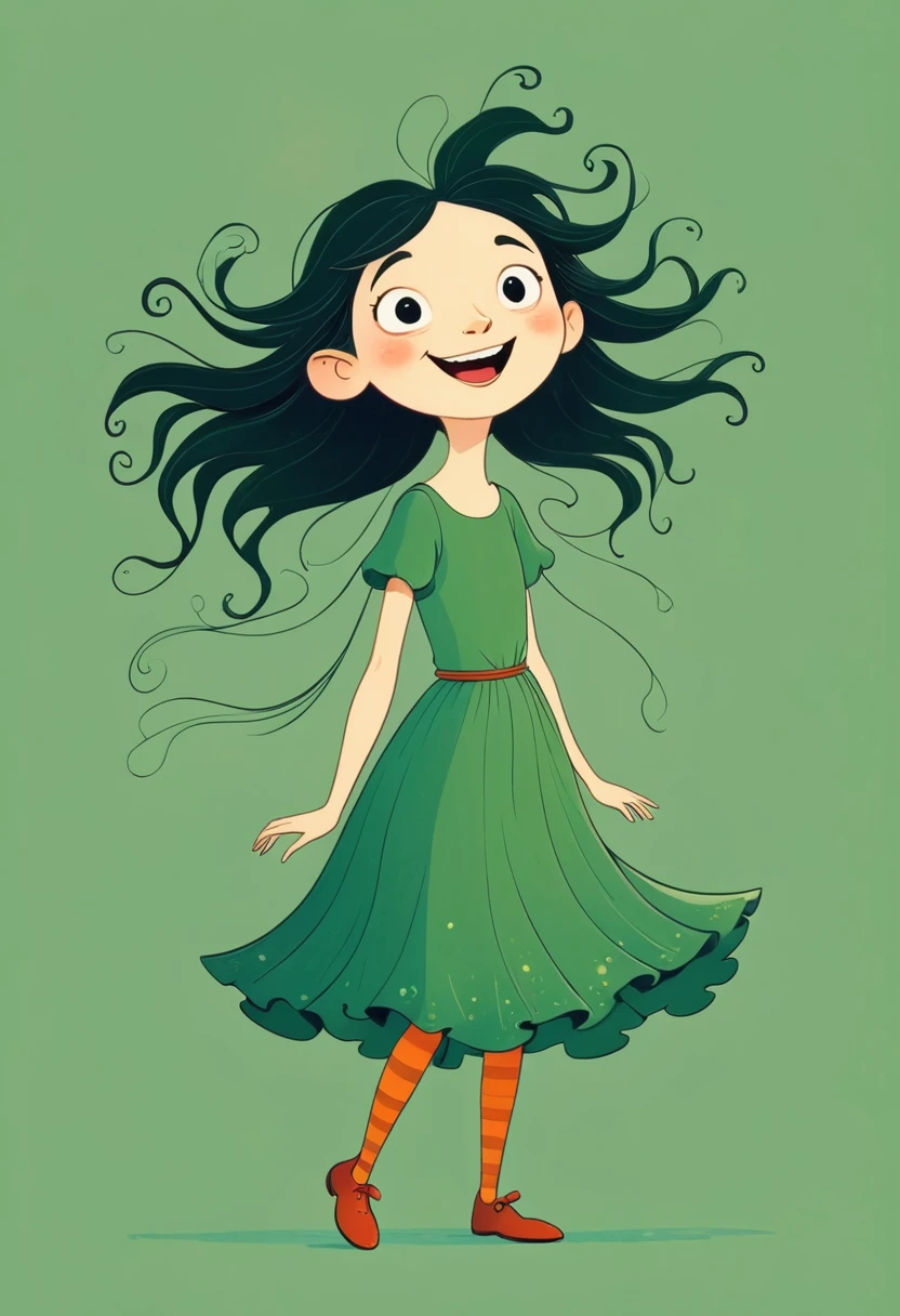 an illustration of a happy girl, in the style of stop-motion animation, contemporary fairy tale, gelatinous forms, simple minimalism
