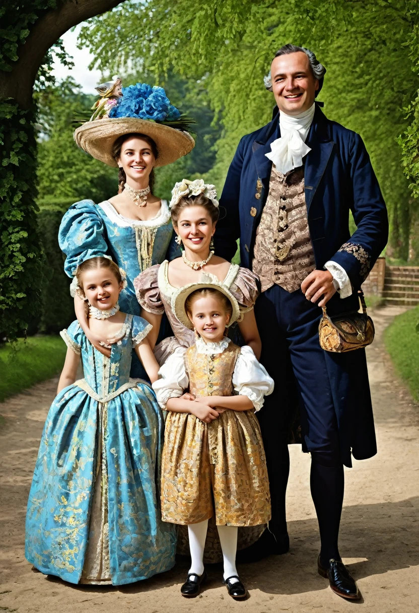 a happy wealthy family from 18'th century