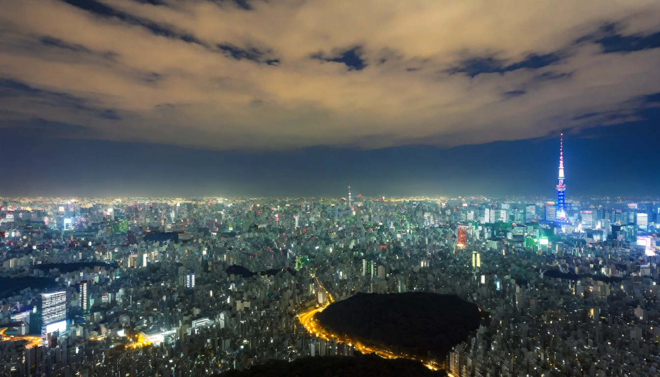 Tokyo,Night view,Starry Sky,Highest quality, 8k, High resolution, masterpiece:1.2, Very detailed, Realistic:1.37, High resolution, 超High resolution, Very detailed, Professional, Vibrant colors