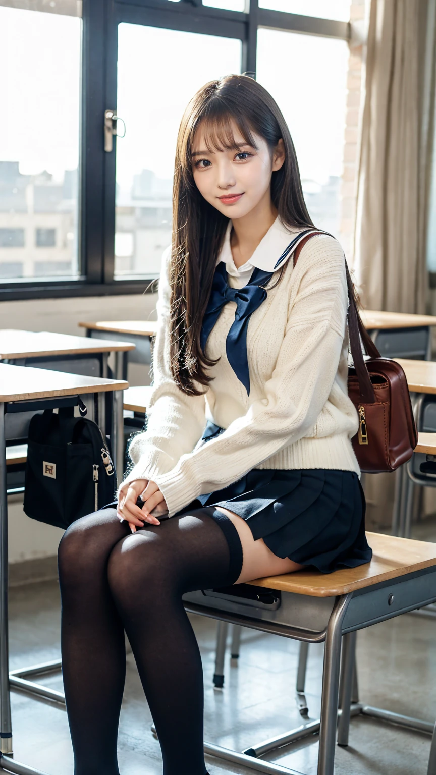 ((masterpiece, Highest quality)),Best aesthetics,One Girl, , mechanical, Sitting, school mechanical, Black hair straight, classroom, Long Hair, indoor, Chair, View your audience, :p, Focus Only, Brown eyes, mini skirt, Long sleeve, pencil, 1 boy, pencil case, paper, Black Seraphim, Multiple Girls, Pleated skirt, Sailor collar, bangs, Headrest, school bag, school Chair,smile,,Knee-high socks