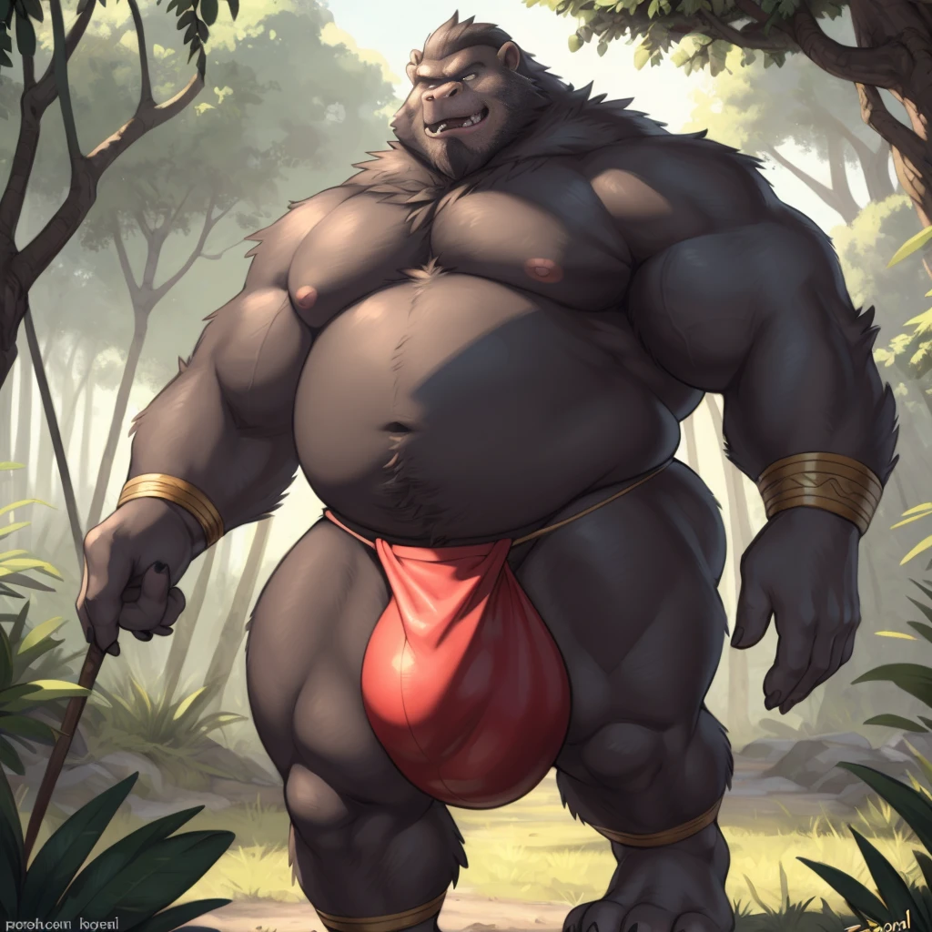 Epic Citizen Zootopia manga style, My hero academia zootopia Character, Zootopia Monsters Dungeons and Dragons Legendary quest style, A poor villager wearing a loincloth, Real life, Anime serie, Anime character, Obese muscle Obese Sumo wrestler Werebeast Kid, full body pic (obese, strong legs and arms) Sumo wrestler Werebeast Kid. Obese muscle fat kid (bulky, wide, broad shoulders), Citizen obese Werebeast kid, (by zackary911, by nextel, by personalami, by honovy), solo focus, 1boy, male, gorilla, large muscular body, (((((big hips, huge bulge))))), ((loincloth)), clothed sex, stealth sex, night, jungle, ((oblivious)), lust, masterpiece, best quality, photorealistic, hyperrealistic, ultradetailed, detailed background, photo background, digital drawing (artwork), fucked silly, anal, bedroom eyes, breeding request, gangbang
