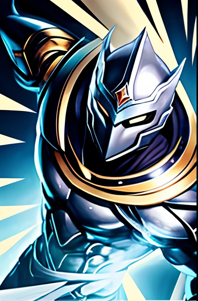 Silver male masked warrior overflowing power